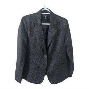 Aqua black animal print blazer